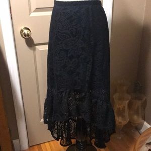 Lily white black lace high low skirt size medium